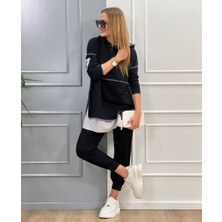 Rengamoda Kadın Kapüşonlu Etek Ucu Detay Iki Iplik Kumaş Ikili Takım (Renk Seçenekli)