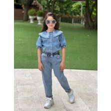 Çocuk Limanı Kız Çocuk Bayramlık Kot Gömlek Pantolon Takım