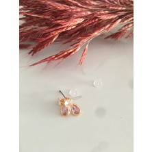 Ce Est Ca Renkli Taşlı Minimal Damla Küpe Pembe