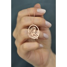 Papatya Silver Plaka Kesim 925 Ayar Gümüş Anne Çocuk Kolye