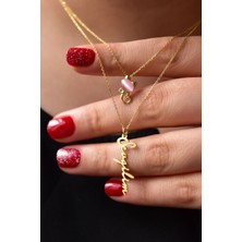 Papatya Silver 925 Ayar Gümüş Altın Kaplama Kedi ve Sevgilim Yazılı Asansörlü Kolye