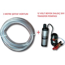 Düzey 12 Volt Büyük Dalgıç Mazot Aktarma (Sıvı Transfer) Pompası (Su,süt,yağ) + Hortumlu Set