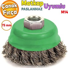 Badem10 Saçaklı Çanak Fırça Paslanmaz 75 mm M14