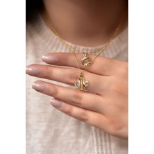 Papatya Silver 925 Ayar Gümüş Altın Kaplama Kristal Kesim Güneş ve Kaktüs Asansörlü Kolye