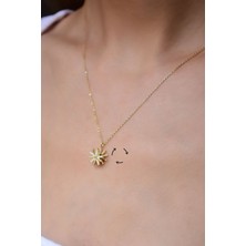 Papatya Silver 925 Ayar Gümüş Altın Kaplama Dönen Dümen Kolye