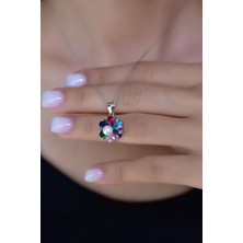 Papatya Silver 925 Ayar Gümüş Rodyum Kaplama Mix Taşlı Papatya Kadın Kolye