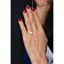 Papatya Silver 925 Ayar Gümüş Altın Kaplama Dorika Toplu Incili Kadın Kolye