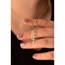 Papatya Silver 925 Ayar Gümüş Altın Kaplama Kalp ve Bebeğim Yazılı Asansörlü Kolye