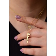 Papatya Silver 925 Ayar Gümüş Altın Kaplama Kartanesi ve Bebeğim Yazılı Asansörlü Kolye