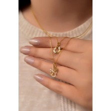 Papatya Silver 925 Ayar Gümüş Altın Kaplama Kristal Kesim Güneş ve Melek Asansörlü Kolye