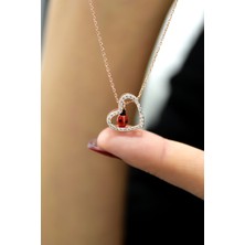Papatya Silver 925 Ayar Gümüş Rose Kaplama Uğur Böcekli Kalp Kolye