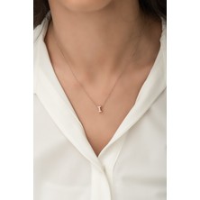 Papatya Silver Harf Kolye. Üç Boyutlu I Harfi. Rose Altın Kaplama 925 Ayar Gümüş