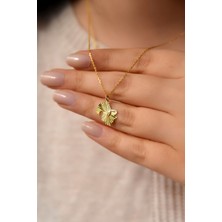 Papatya Silver 925 Ayar Gümüş Altın Kaplama Kristal Kesim Sincap Kadın Kolye