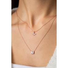 Papatya Silver Kadın Asansörlü Kelebek ve Harf Model 925 Ayar Gümüş Kolye