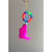 Miamantra Neon Pembe Dreamcatcher / Düş Kapanı Anahtarlık/araba Süsü-Çap 4 cm