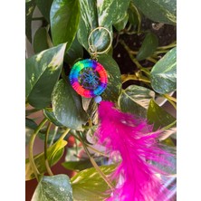 Miamantra Neon Pembe Dreamcatcher / Düş Kapanı Anahtarlık/araba Süsü-Çap 4 cm