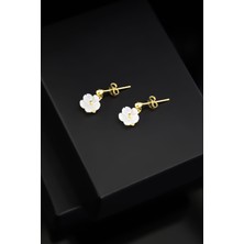 Papatya Silver 925 Ayar Gümüş Altın Kaplama Manolya Çiçek Çivili Küpe