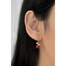 Papatya Silver 925 Ayar Gümüş Gold Kaplama Gül Çivili Küpe Çift