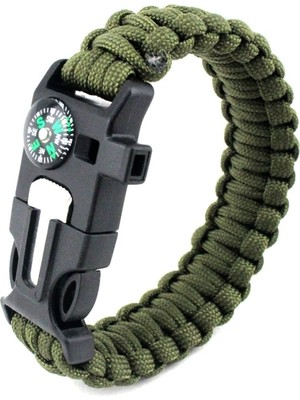 Savex 9595 Pusulalı & Magnezyum Çubuklu Paracord Bileklik Haki