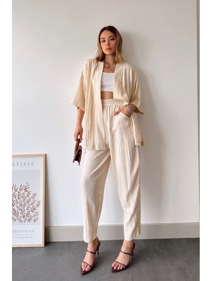 Marissa Butik Kimono Takım-Bej