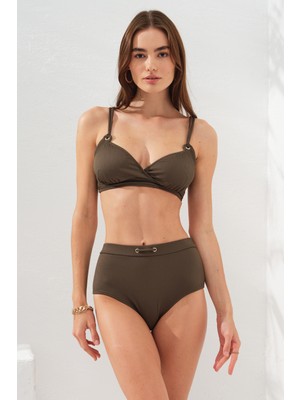 Pierre Cardin Balenli Toparlayıcı Ince Askılı Bikini Takım Haki 231214
