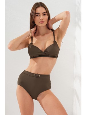 Pierre Cardin Balenli Toparlayıcı Ince Askılı Bikini Takım Haki 231214