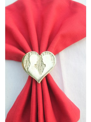 Emtory Home 6 Adet Gold Heart Valentine Peçete Halkası - Napkin Ring