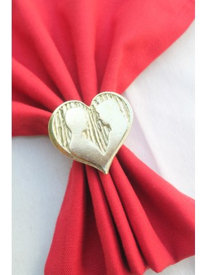 Emtory Home 6 Adet Gold Heart Valentine Peçete Halkası - Napkin Ring