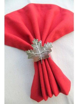 Emtory Home 6 Adet Gümüş Çınar Yaprağı Metal Peçete Halkası - Napkin Ring