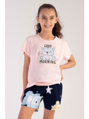 Vienetta Pamuklu Kız Çocuk Kısa Kol Şortlu Pijama Takım
