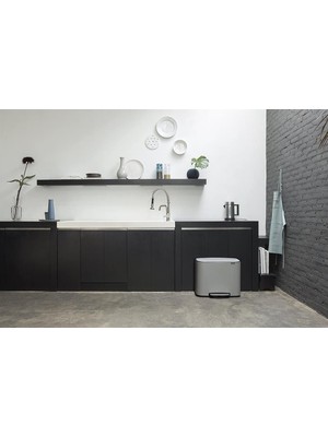 Brabantia Evrekala Shop Çöp Kutusu 36 Lt Brabantia Mineral Gri New Series Bin Trash Can 10 Yıl Garantili