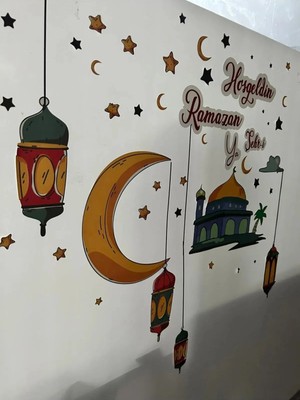 Kt Grup Mübarek Ramazan Ayı Cam Duvar Süsleri 100 cm Hoşgeldin Ramazan Sticker Seti