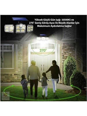 Hediye Biziz Kumandalı Solar Güneş Enerjili 122 Ledli Hareket Sensörlü Bahçe Aydınlatma Lambası