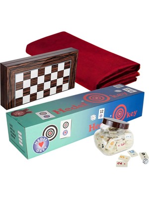 Hedef Okey Plastik Istaka Okey Takımı 106 Parça + Tavla + Bordo Çuha Masa Örtüsü Seti