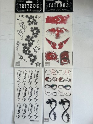 Enhavalı Atatürk Imza Sonsuzluk 4 Adet Birden Yapıştırma Geçici Dövme