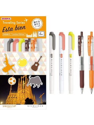 Zebra Sarasa Clip Mildliner Traveling Serisi Flamenko Jel Mürekkepli Kalem 0.5 mm Src-Se-Tr-5cs