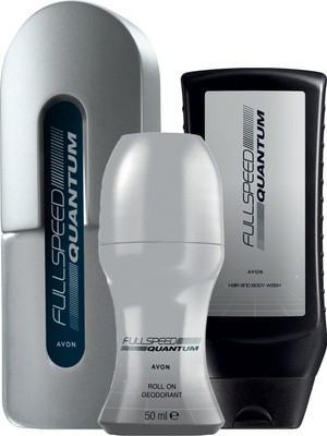 Avon Full Speed Quantum Erkek Parfüm Rollon Saç Vücut Şampuanı Paketi