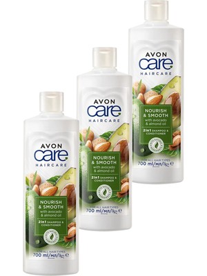 Avon Care Avakado ve Badem Yağı Içeren Şampuan ve Saç Bakım Kremi 700 ml Üçlü Set