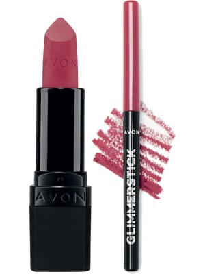 Avon Ultra Mat Ruj Mauve Matters ve Glimmerstick Dudak Kalemi Pink Bouquet Paketi