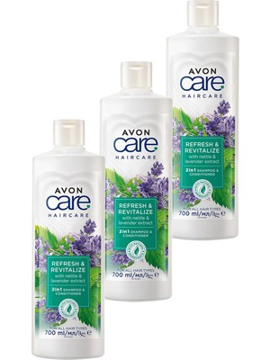 Avon Care Isırgan Otu ve Lavanta Özleri Içeren Şampuan ve Saç Kremi 700 ml Üçlü Set