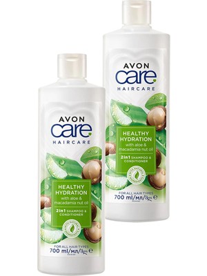 Avon Care Aloe Vera ve Makademya Fındığı Yağı Şampuan ve Saç Bakım Kremi 700 ml İkili Set