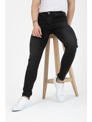 OneZero Erkek Siyah Tırnaklı Skinny Fit Jeans