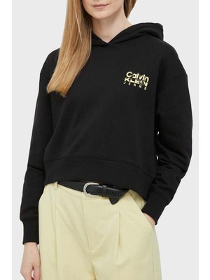 Calvin Klein Baskılı Kapüşonlu % 100 Pamuk Relaxed Fit Sweat J20J221657BEH Bayan Sweat J20J221657 Beh