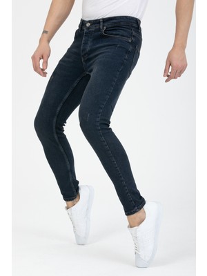 OneZero Erkek Mavi-Kahve Destroy Skinny Fit Jeans