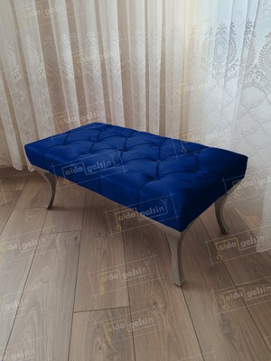 AldaGelsin 100 cm Kapitoneli Ayak Ucu Kapı Önü Antre Bench Puf Gümüş Ayak