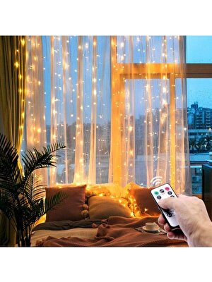 Star Global Dekoratif LED Işık Perde LED 2 Metre Kumandalı 8 Ayrı Moda Sahip 2 mt x 2 mt Perde Peri LED USB