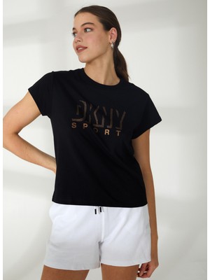 Dkny Jeans Bisiklet Yaka Düz Siyah Kadın T-Shirt DP2T9147