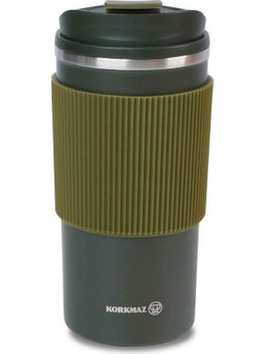 Korkmaz Freedom Plus Yeşil Çelik Mug 480 ml Çift Katmanlı Sızdırmaz Kapaklı Sıcak Soğuk Koruma