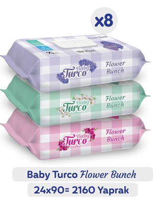 Baby Turco Flower Bunch Islak Havlu 24X90 (2160 Yaprak)