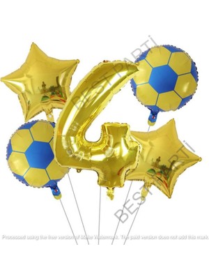 Best Parti Sarı Lacivert Futbol Topu Folyo Balon Seti Yaş 4